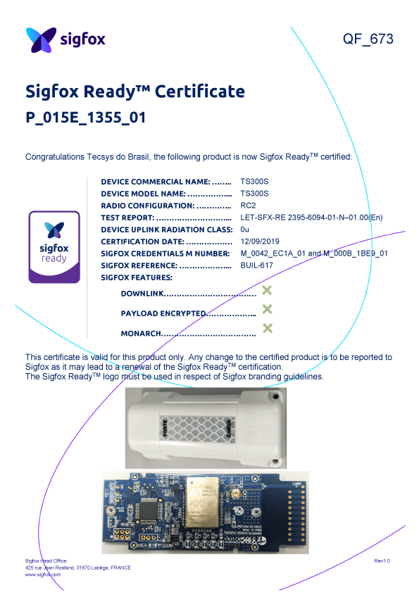 Certificado Sigfox